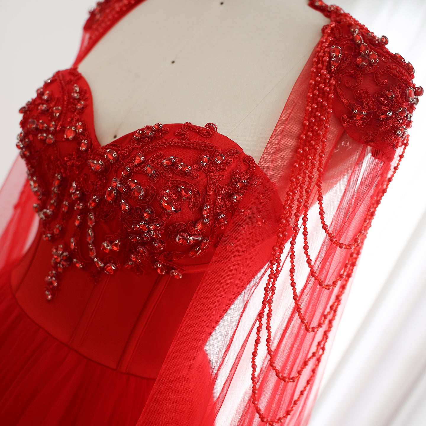 Gothic Tulle Evening Dress with Cape Sleeves Elegant Women Luxury Formal Party Gowns - Image 11
