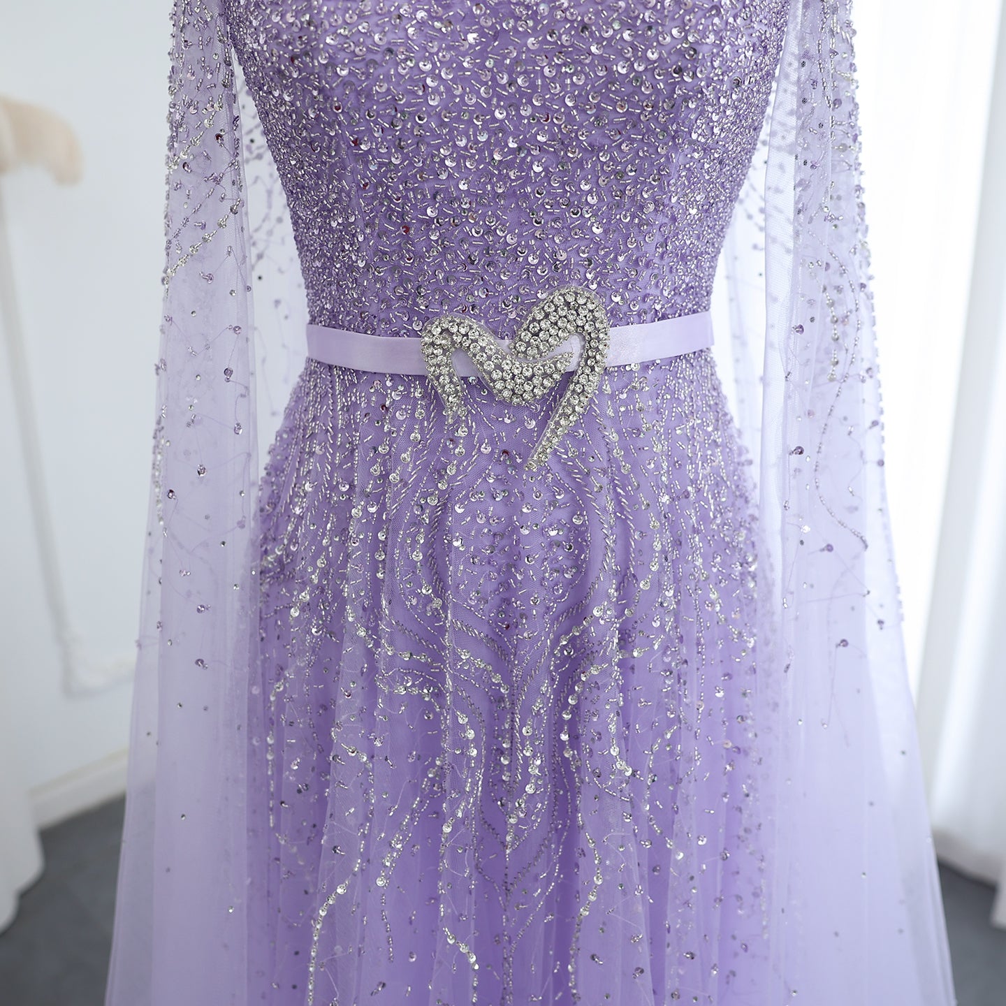 Luxury Evening Dress with Cape Sleeves Elegant High Neck Women Wedding Party Gowns - Image 27