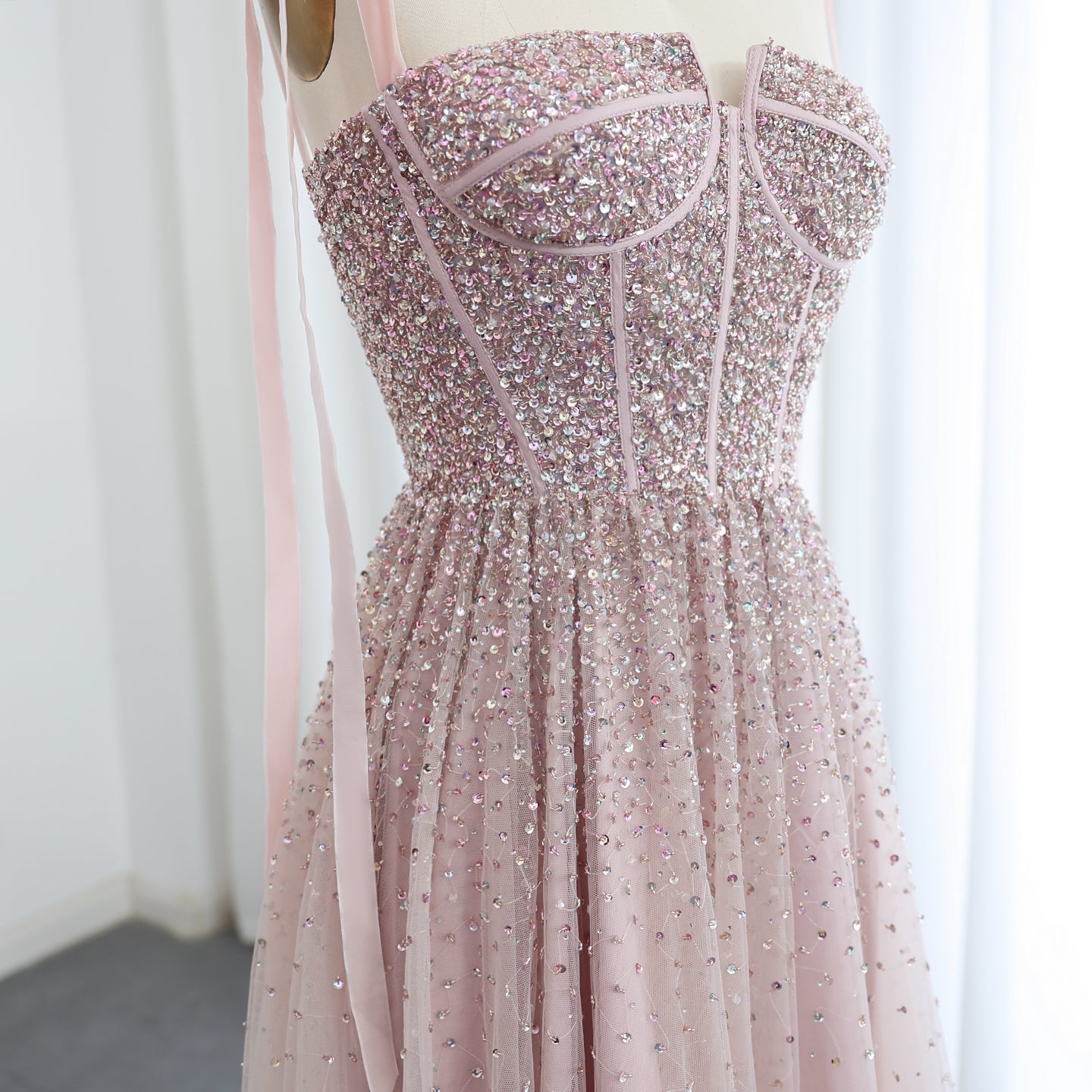 Luxury Beaded Wine Red Evening Dresses with Straps Elegant Women Arabic Wedding Party Gown - Image 8