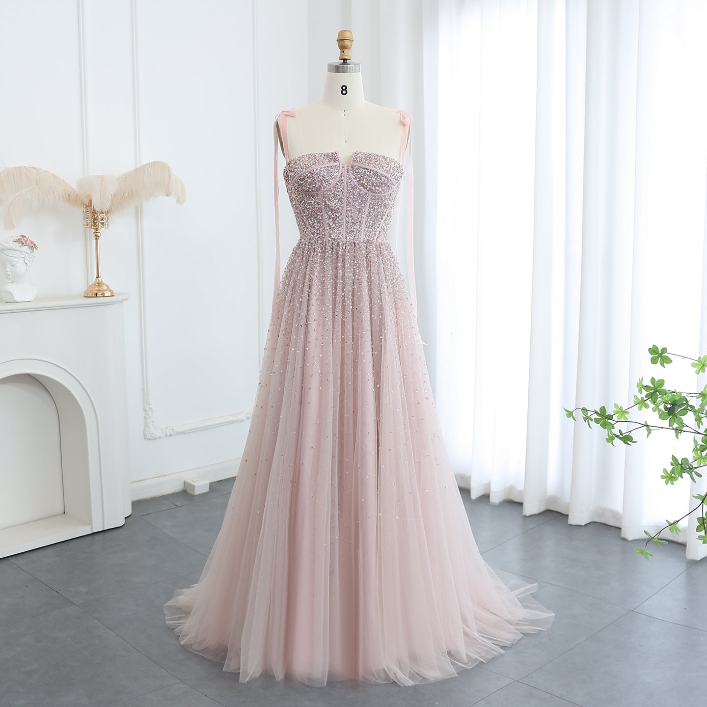Luxury Beaded Wine Red Evening Dresses with Straps Elegant Women Arabic Wedding Party Gown - Image 10