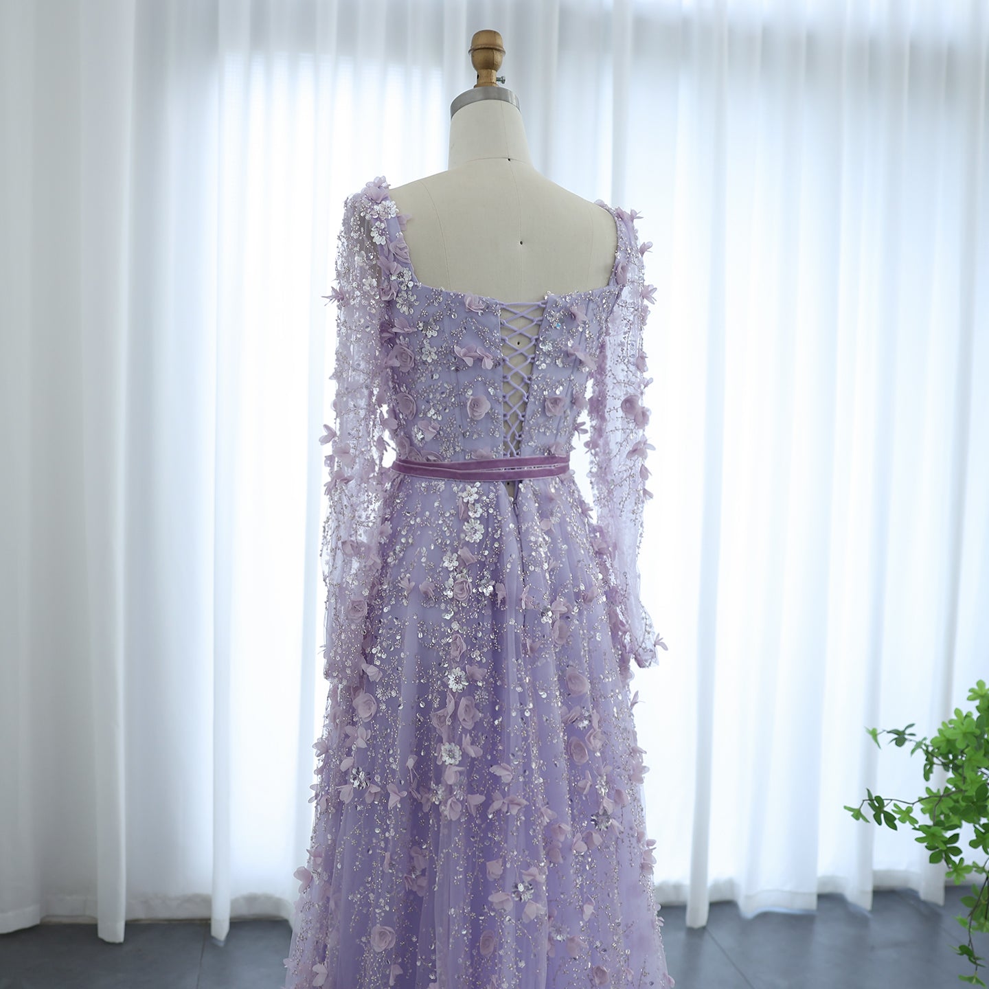 Luxury 3D Flower Gray Long Sleeves Evening Dresses for Women Wedding Party Elegant A-line Formal Gowns - Image 33