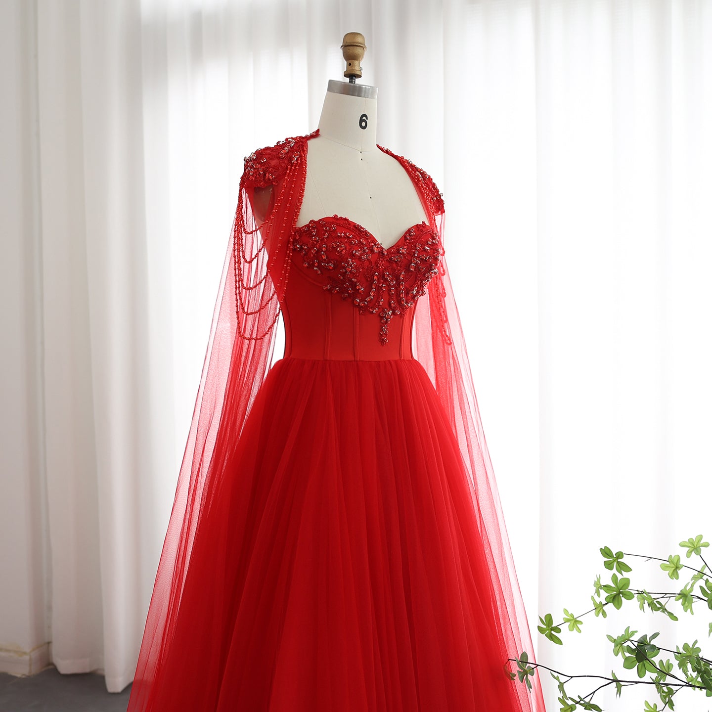 Gothic Tulle Evening Dress with Cape Sleeves Elegant Women Luxury Formal Party Gowns - Image 12