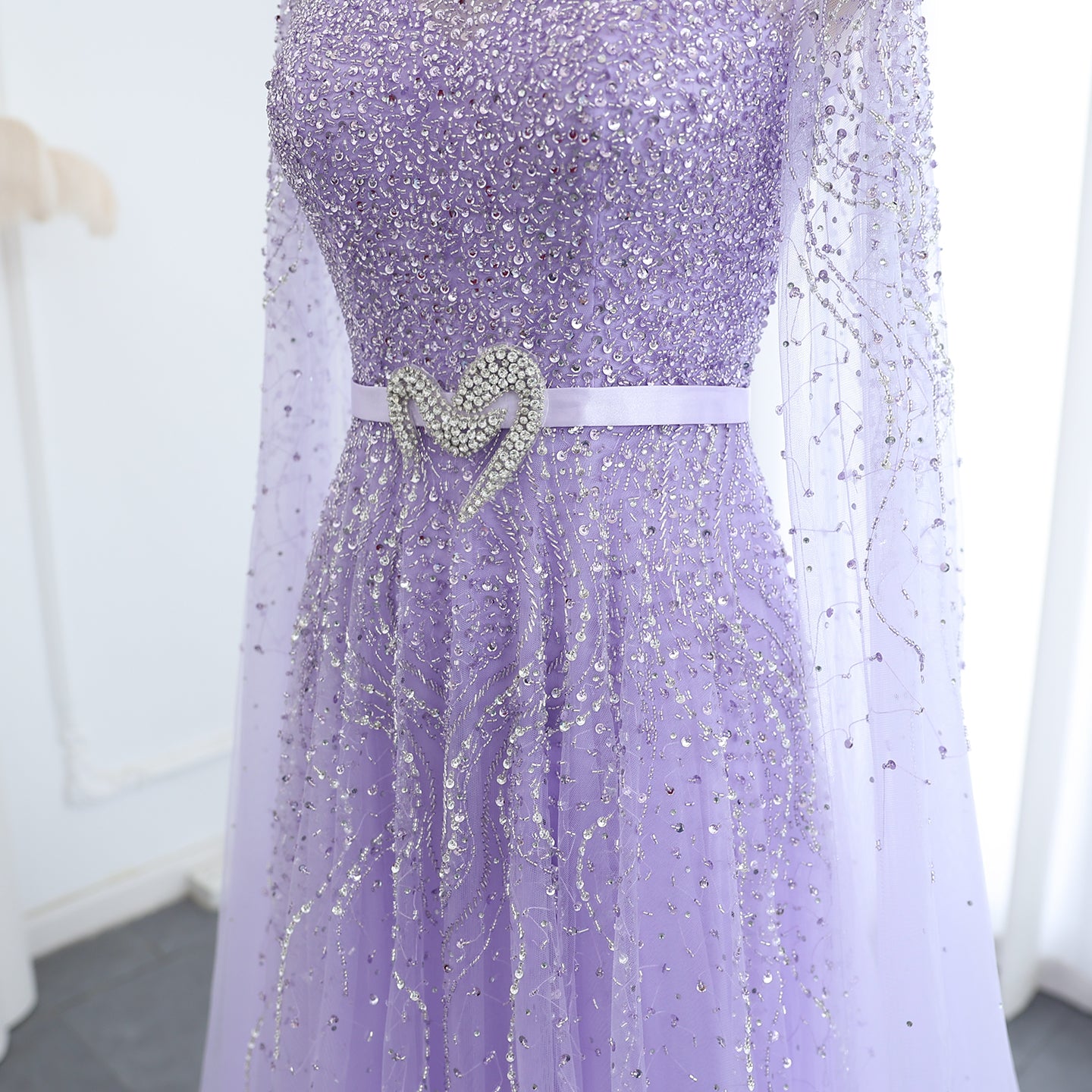 Luxury Evening Dress with Cape Sleeves Elegant High Neck Women Wedding Party Gowns - Image 25
