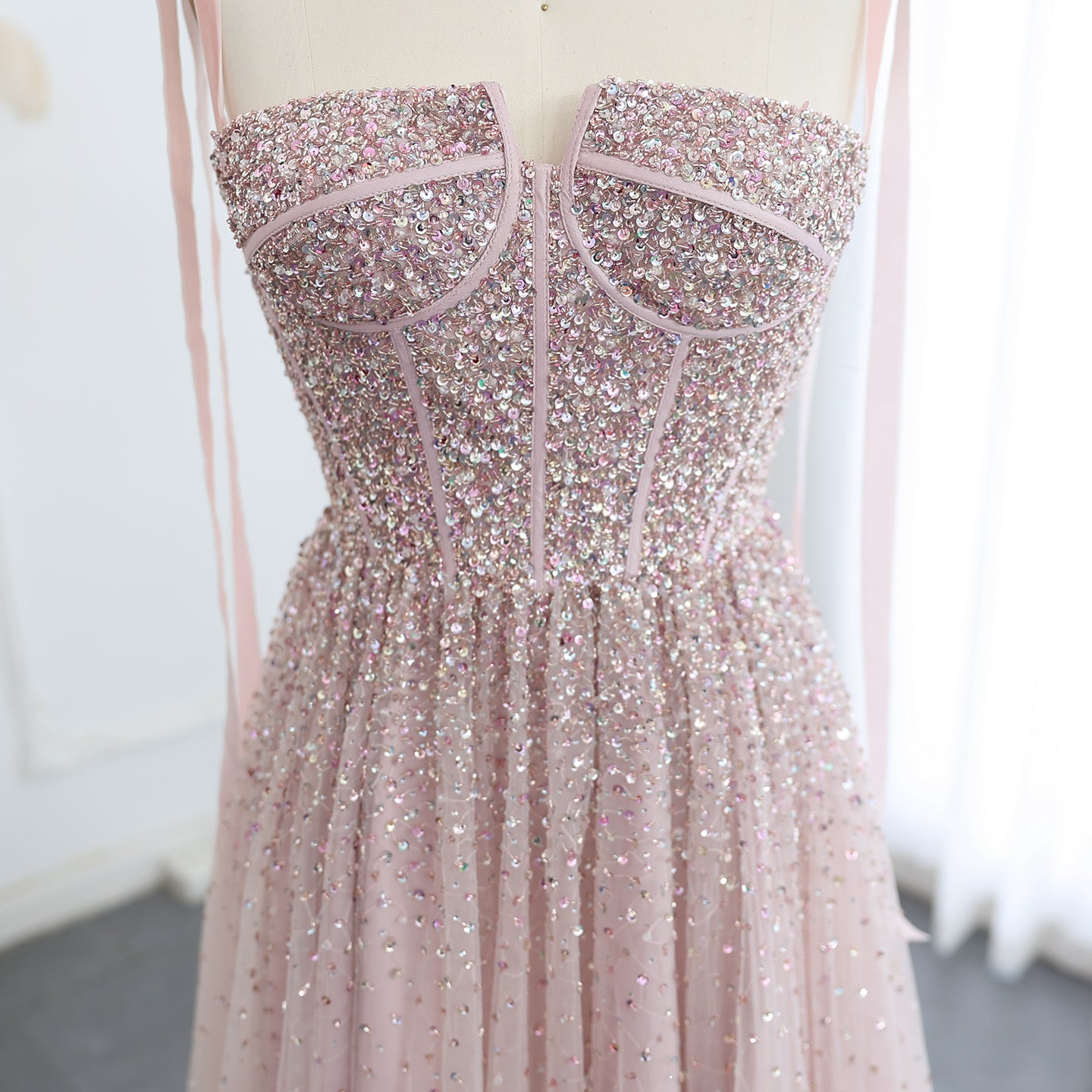 Luxury Beaded Wine Red Evening Dresses with Straps Elegant Women Arabic Wedding Party Gown - Image 9