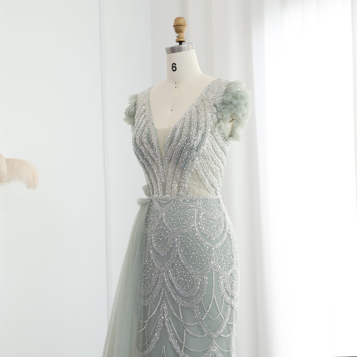 Luxury Beaded Lilac Mermaid Evening Dresses with Overskirt Elegant V-Neck Long Women Wedding Party Gowns - Image 19