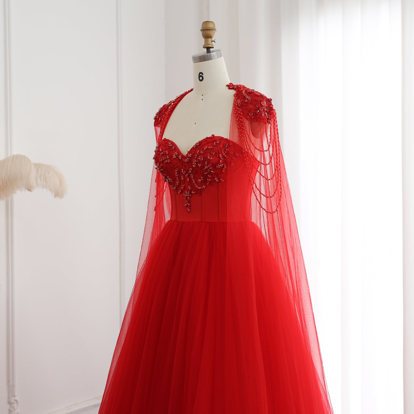 Gothic Tulle Evening Dress with Cape Sleeves Elegant Women Luxury Formal Party Gowns - Image 10