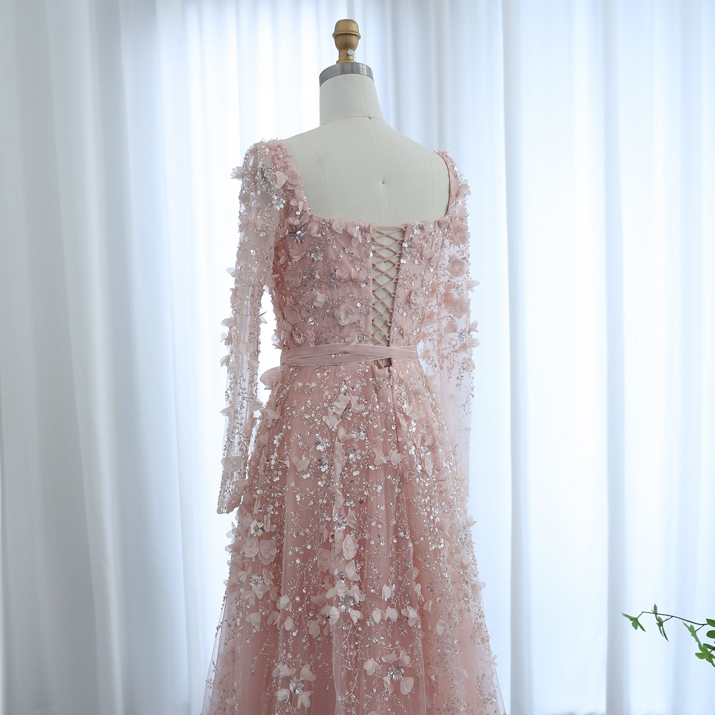 Luxury 3D Flower Gray Long Sleeves Evening Dresses for Women Wedding Party Elegant A-line Formal Gowns - Image 28
