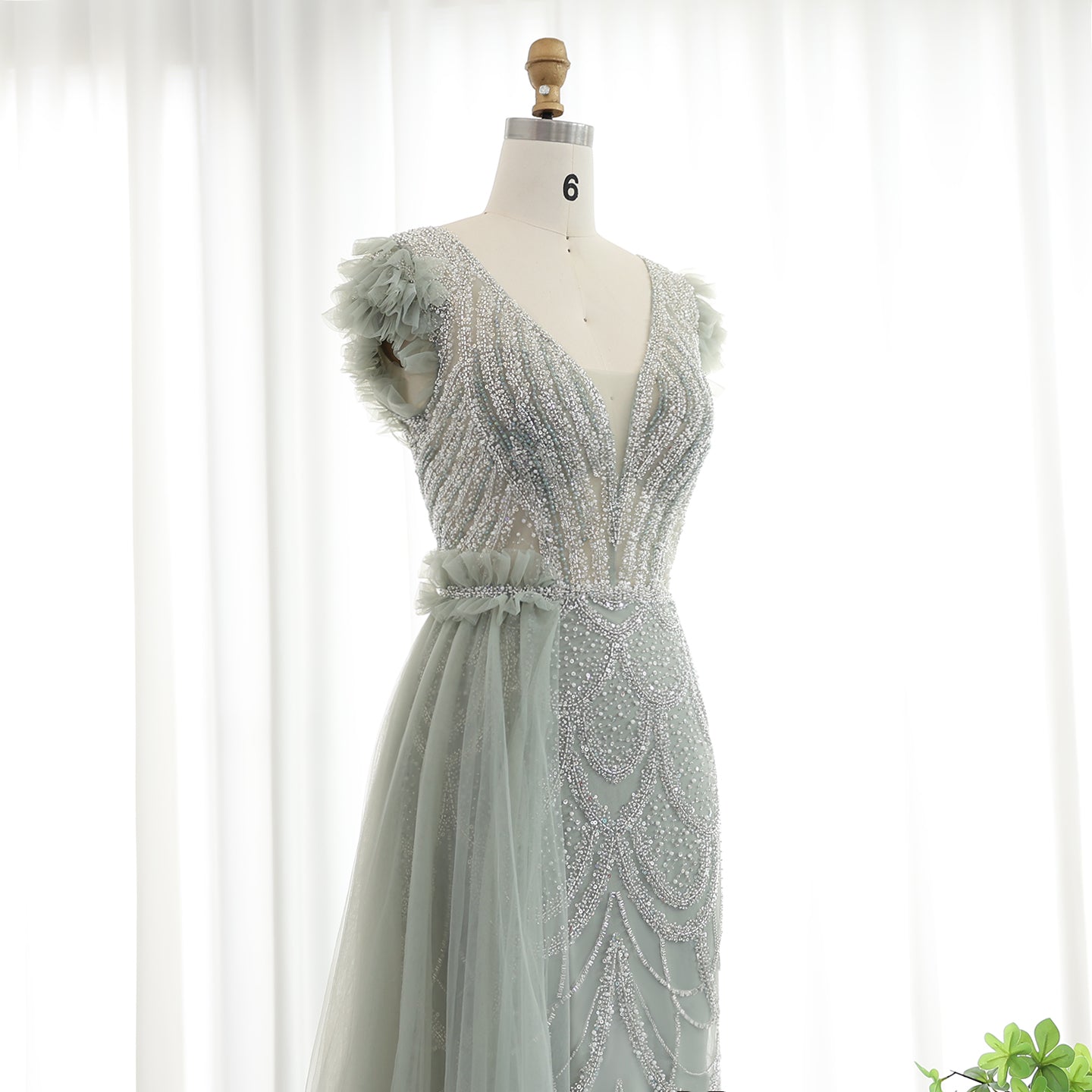 Luxury Beaded Lilac Mermaid Evening Dresses with Overskirt Elegant V-Neck Long Women Wedding Party Gowns - Image 18