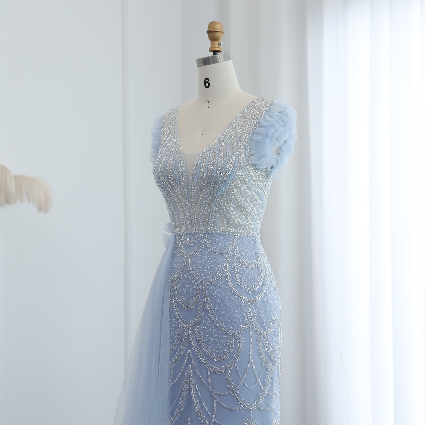 Luxury Beaded Lilac Mermaid Evening Dresses with Overskirt Elegant V-Neck Long Women Wedding Party Gowns - Image 14
