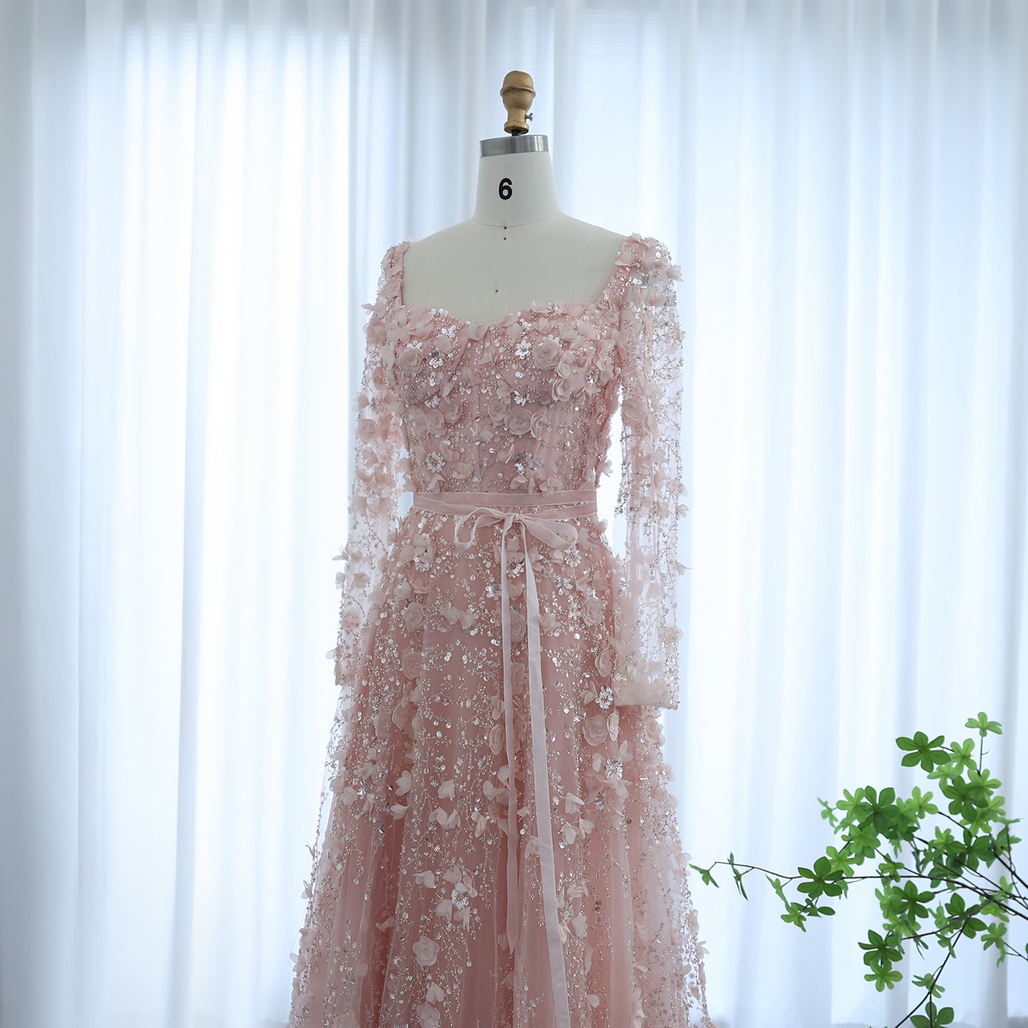 Luxury 3D Flower Gray Long Sleeves Evening Dresses for Women Wedding Party Elegant A-line Formal Gowns - Image 31