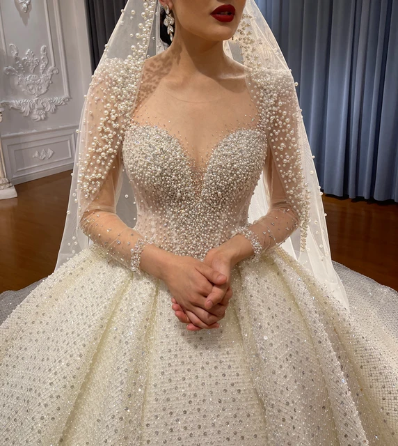 Luxury Bridal high quality Long Tail lace Dream Wedding Dress - Image 7