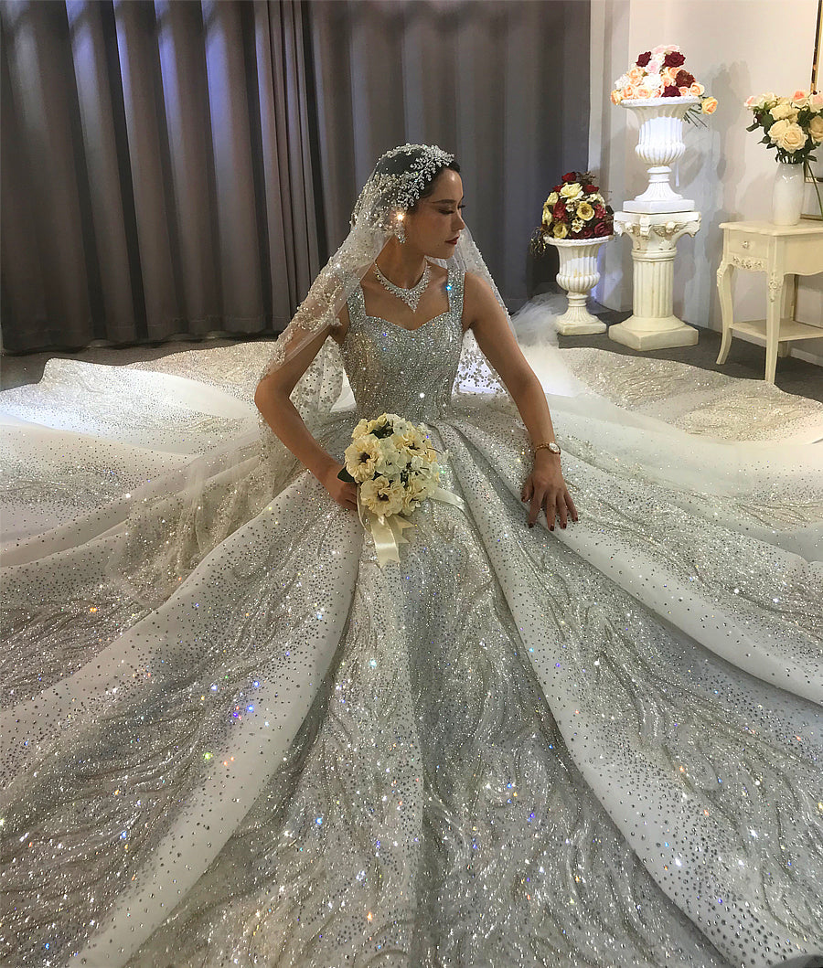 Luxury High Quality Lace long sleeves Bridal Wedding Ball Gown Dress - Image 5