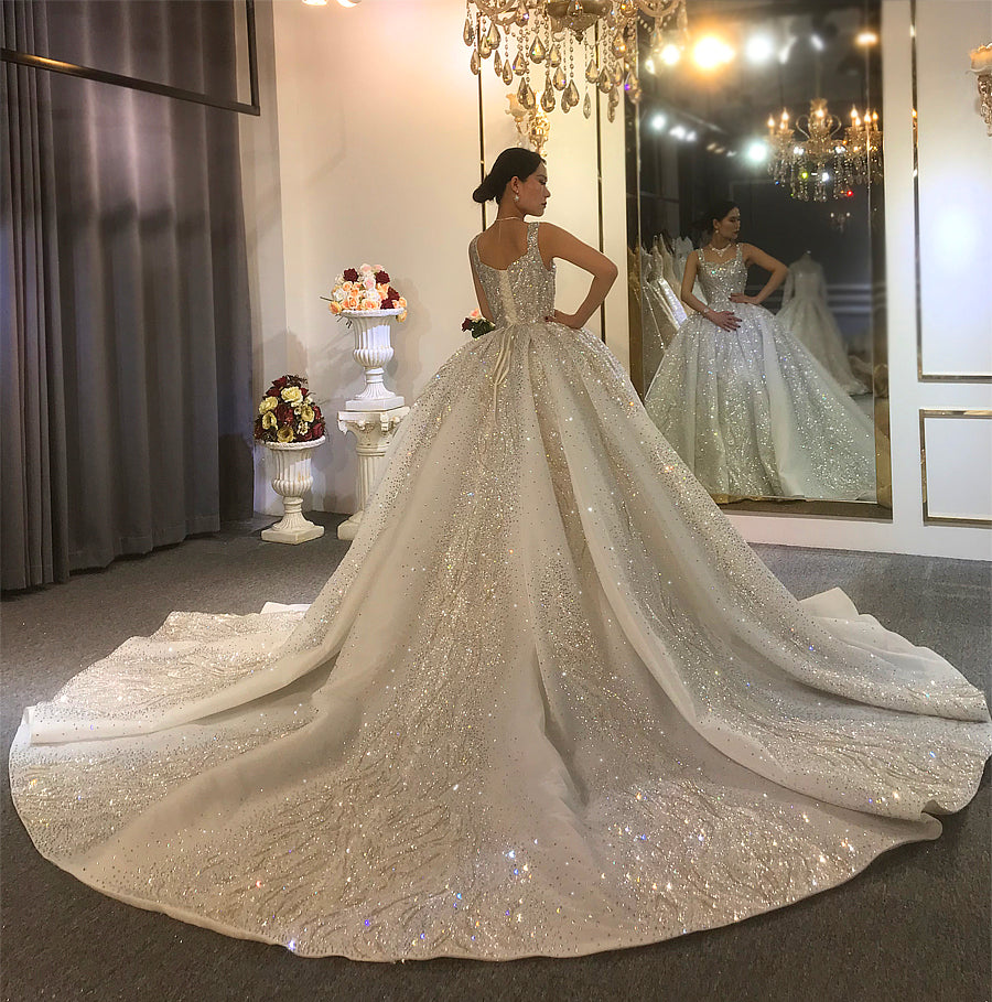 Luxury High Quality Lace long sleeves Bridal Wedding Ball Gown Dress - Image 6