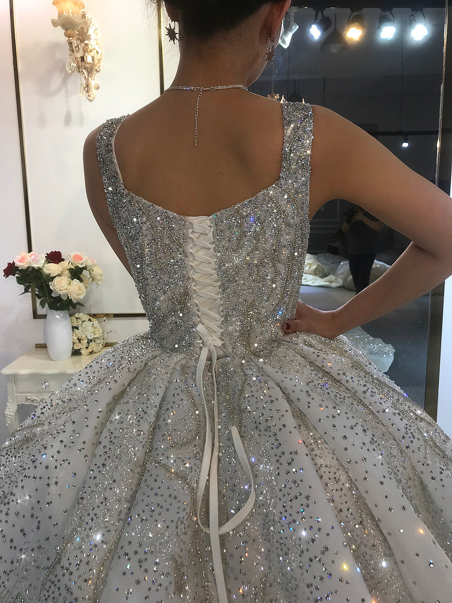 Luxury High Quality Lace long sleeves Bridal Wedding Ball Gown Dress - Image 7