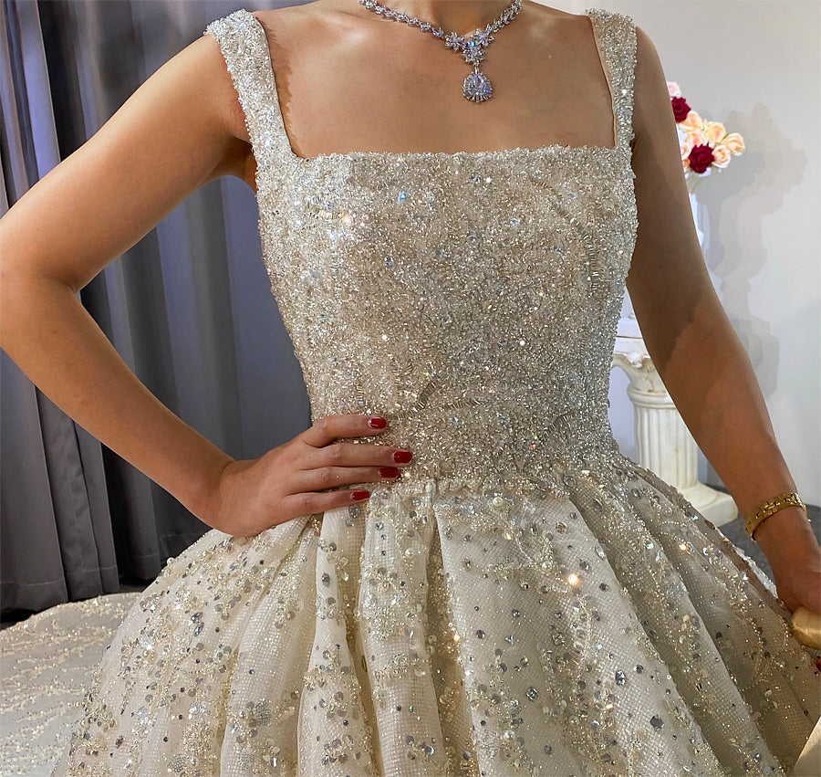 Luxury High Quality Lace long sleeves Bridal Wedding Ball Gown Dress - Image 5
