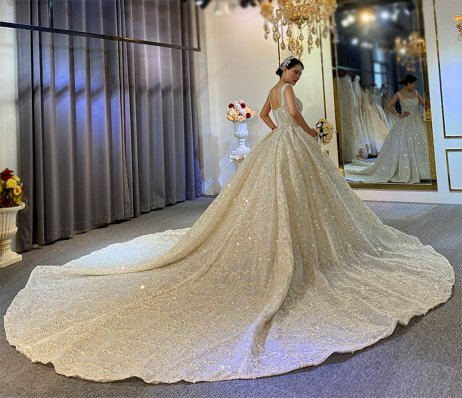 Luxury High Quality Lace long sleeves Bridal Wedding Ball Gown Dress - Image 6