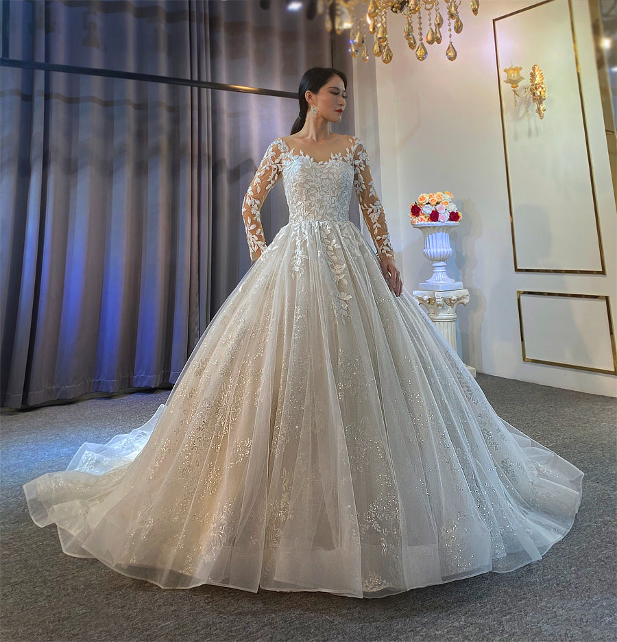 Gowns Long Tail lace Dream Wedding Dress - Image 2