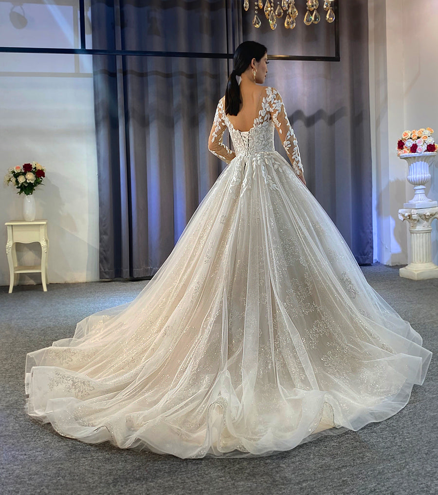 Gowns Long Tail lace Dream Wedding Dress - Image 3