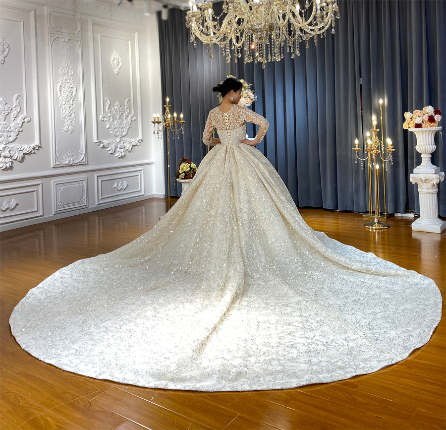 High Quality Bridal Gowns Long Tail lace Dream Wedding Dress - Image 4