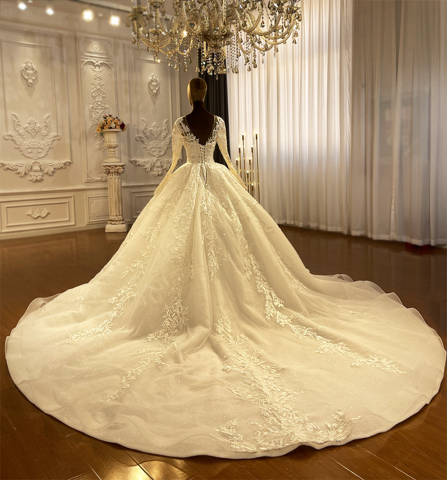high quality Gowns Long Tail lace Wedding Dress - Image 3