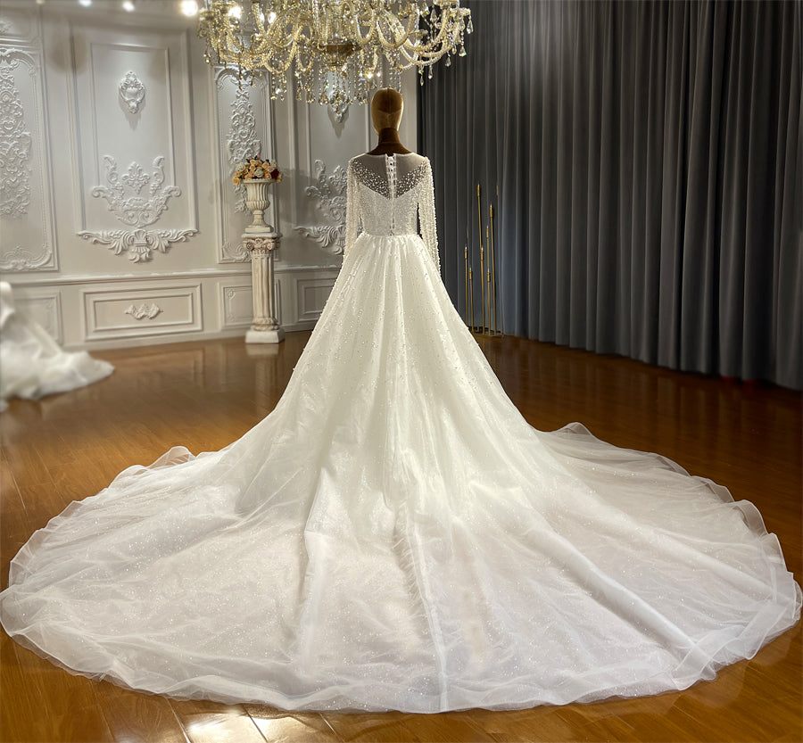 Bridal Mermaid Long Sleeve Lace High Quality Wedding Dress For Women - Image 3