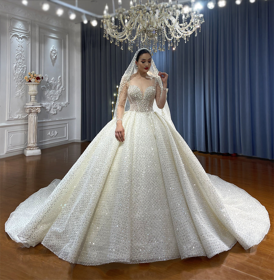 Luxury Bridal high quality Long Tail lace Dream Wedding Dress - Image 4