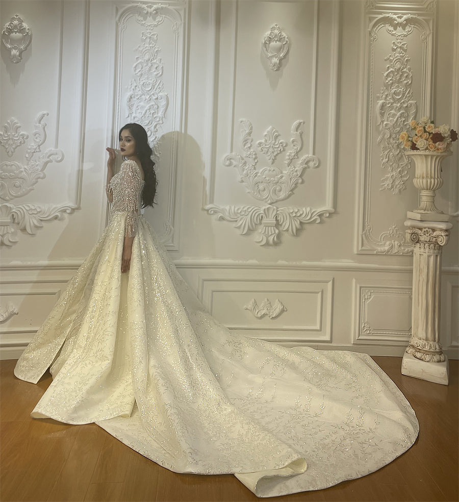 Bridal Mermaid Long Sleeve Lace High Quality Wedding Dress For Women - Image 5