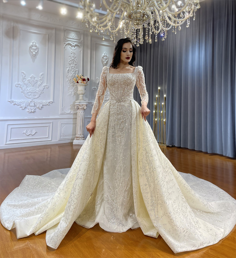 Bridal Mermaid Long Sleeve Lace High Quality Wedding Dress For Women - Image 4