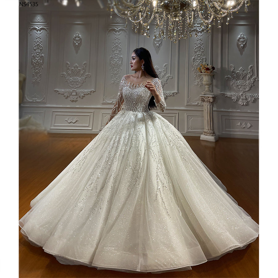 High Quality Lace long sleeves Bridal Wedding Ball Gown Dresses - Image 4