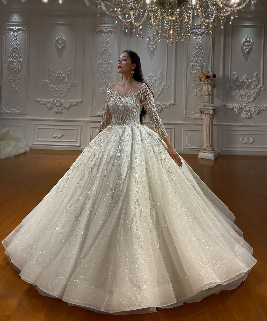 High Quality Lace long sleeves Bridal Wedding Ball Gown Dresses - Image 2
