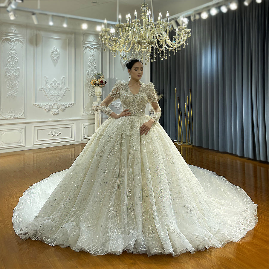 High Quality Lace long sleeves Bridal Wedding Ball Gown Dresses - Image 4