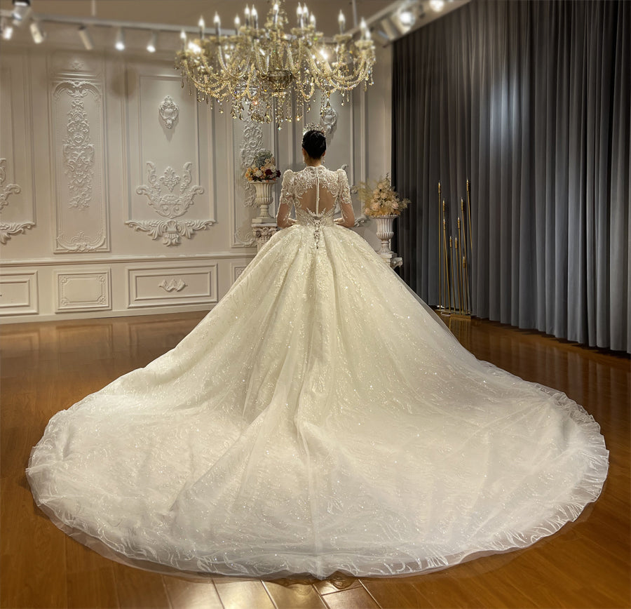 High Quality Lace long sleeves Bridal Wedding Ball Gown Dresses - Image 2