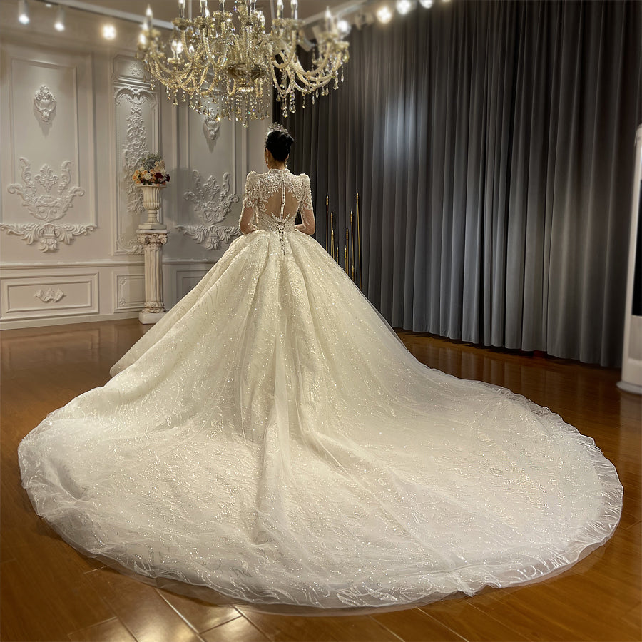 High Quality Lace long sleeves Bridal Wedding Ball Gown Dresses - Image 6