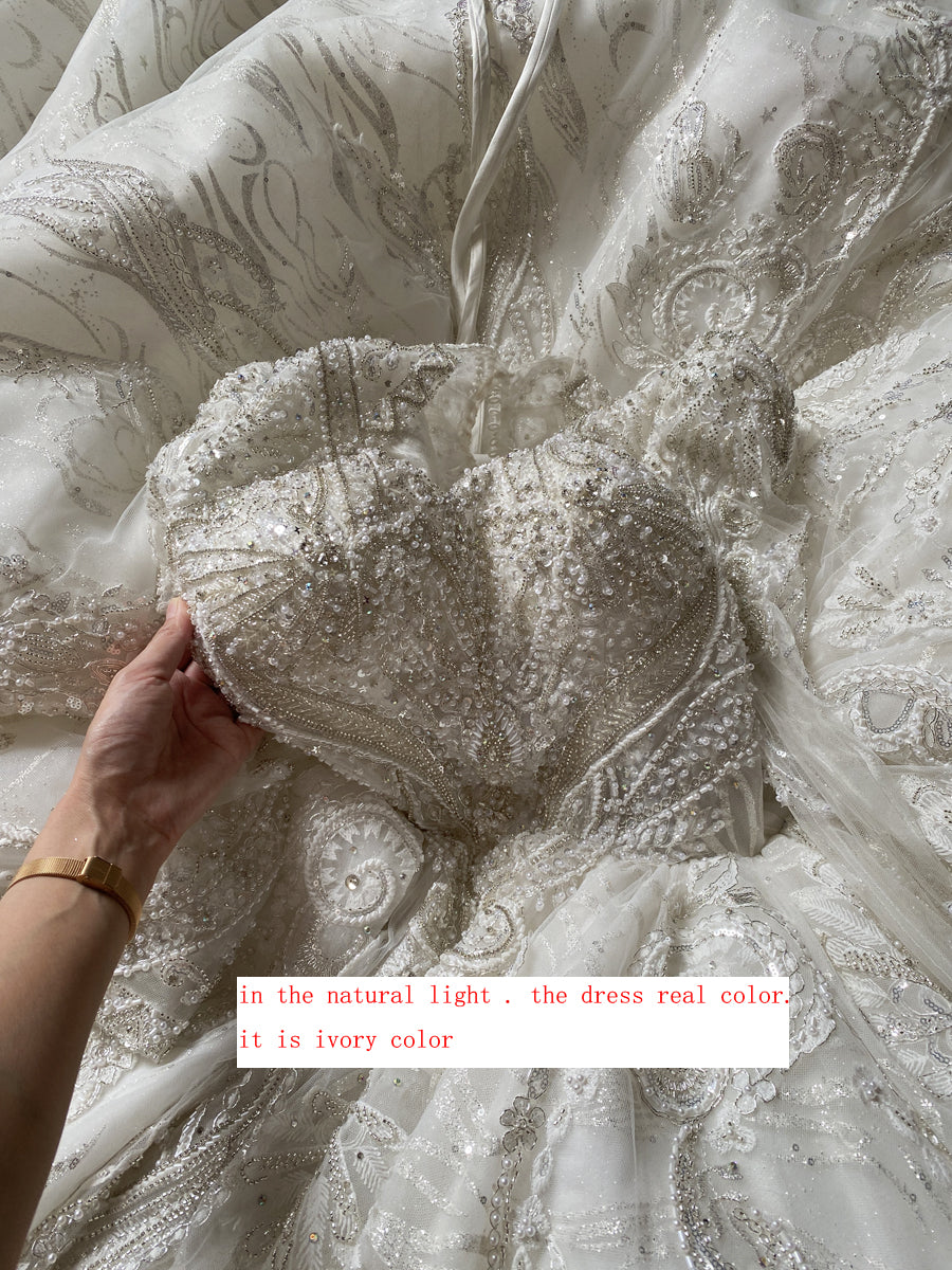High Quality Lace long sleeves Bridal Wedding Ball Gown Dresses - Image 3