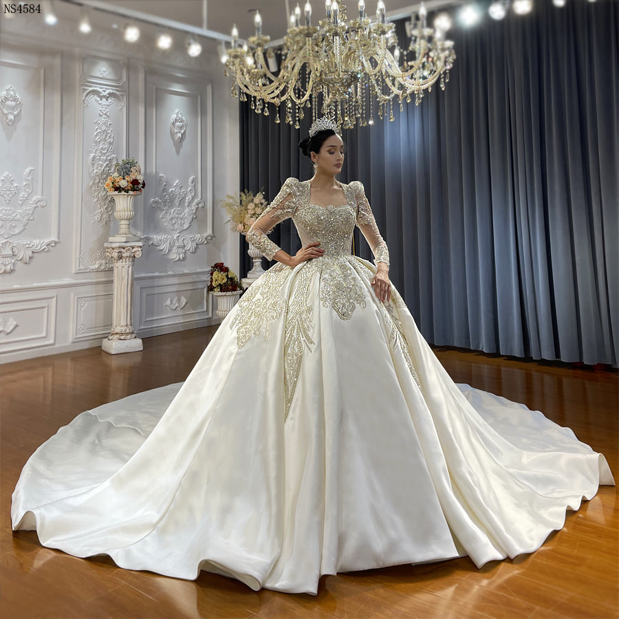 High Quality Lace long sleeves Bridal Wedding Ball Gown Dresses - Image 6