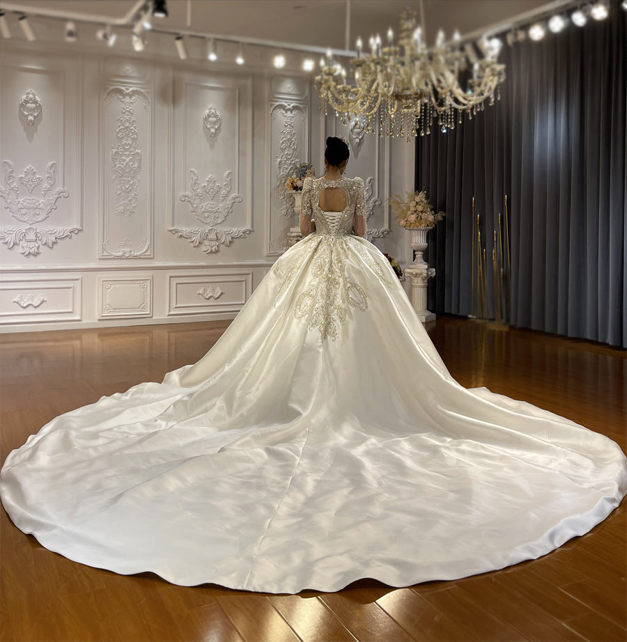 High Quality Lace long sleeves Bridal Wedding Ball Gown Dresses - Image 4