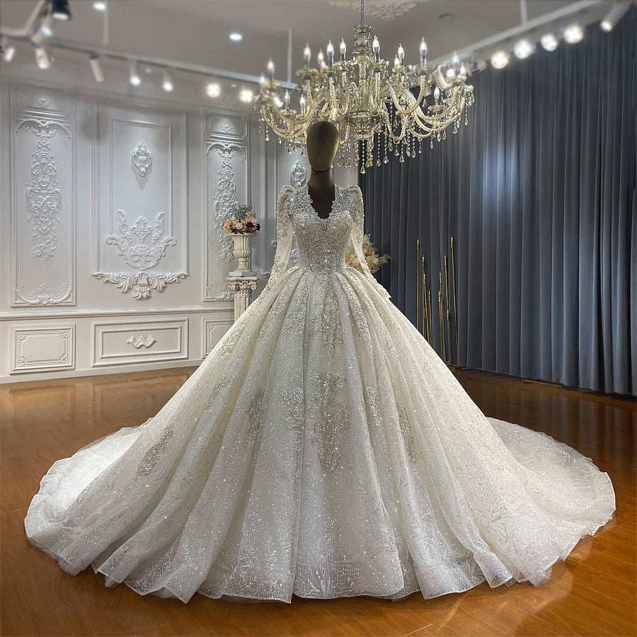 High Quality Lace long sleeves Bridal Wedding Ball Gown Dresses - Image 2