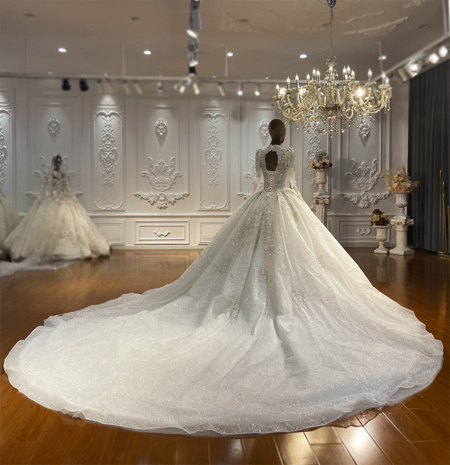 High Quality Lace long sleeves Bridal Wedding Ball Gown Dresses - Image 4