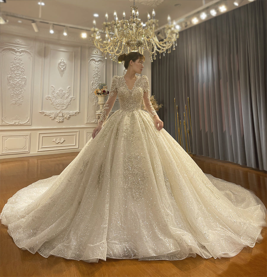 High Quality Lace long sleeves Bridal Wedding Ball Gown Dresses - Image 5