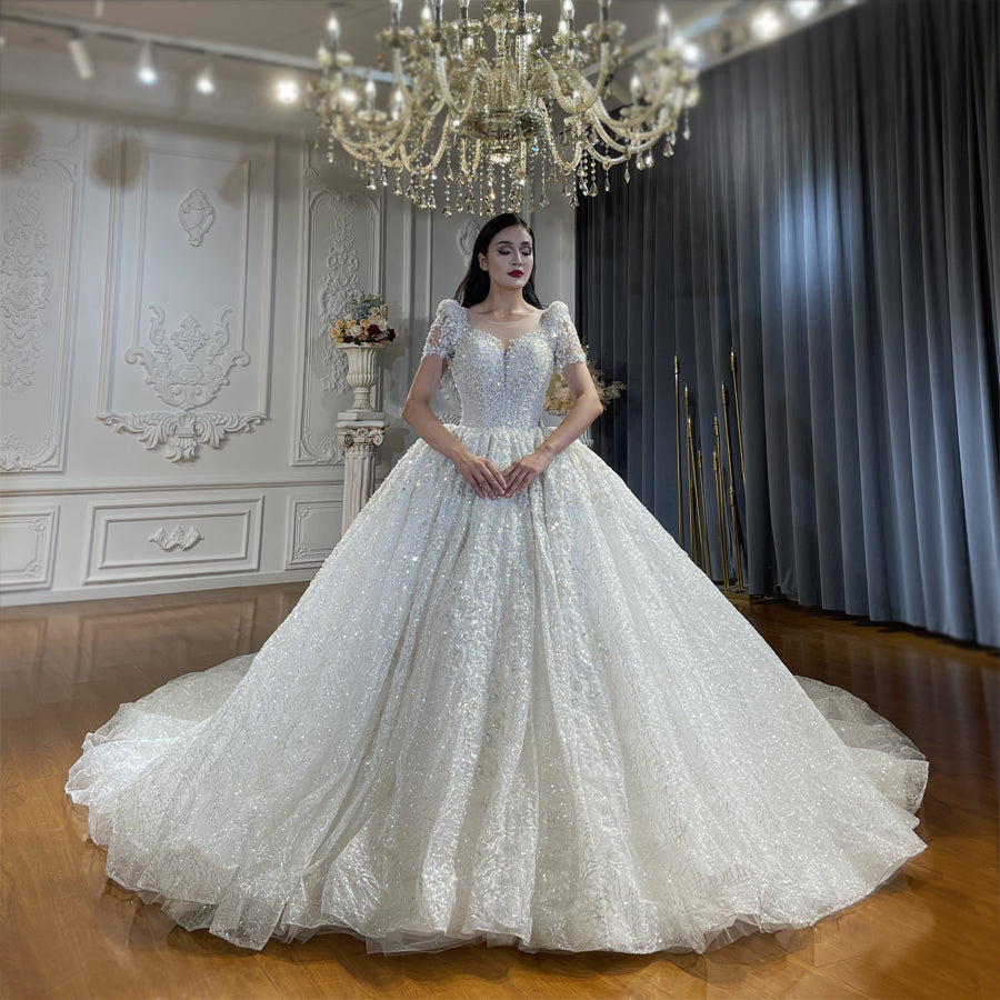 High Quality Lace short sleeves Bridal Wedding Ball Gown Dresses - Image 4