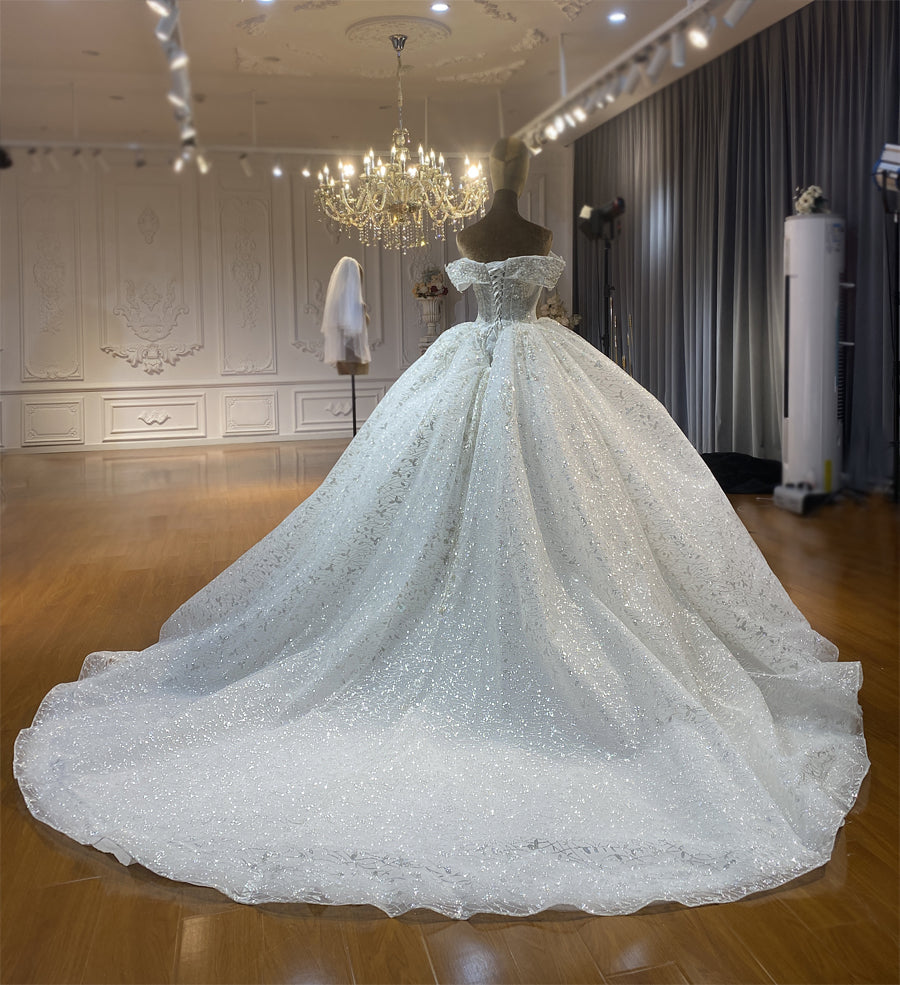 High Quality Lace Off Shoulder Bridal Wedding Ball Gown Dresses - Image 4