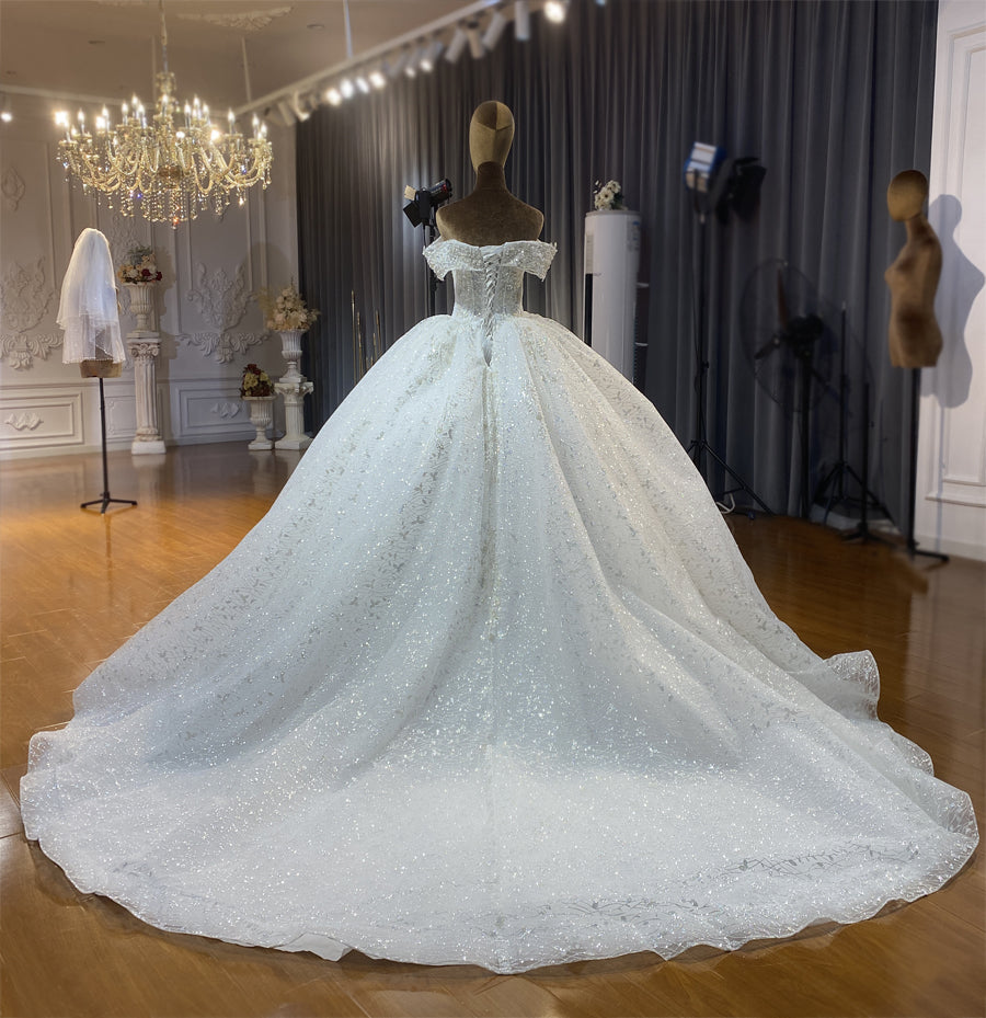 High Quality Lace Off Shoulder Bridal Wedding Ball Gown Dresses - Image 5