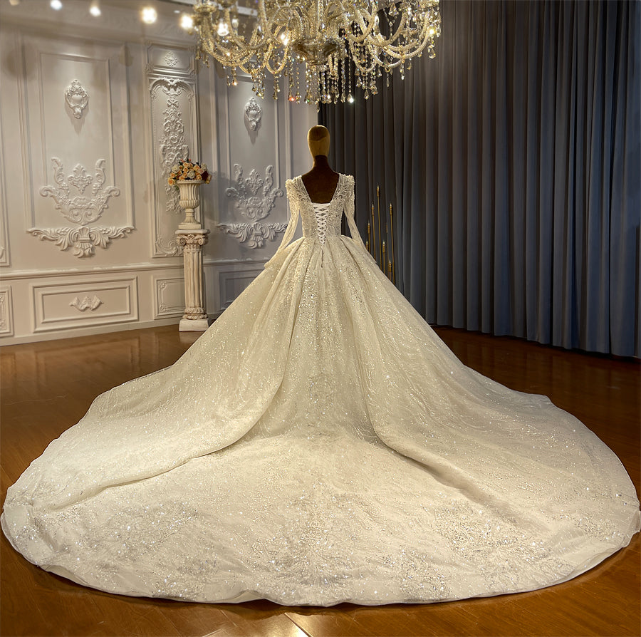High Quality Lace long sleeves Bridal Wedding Ball Gown Dresses - Image 10