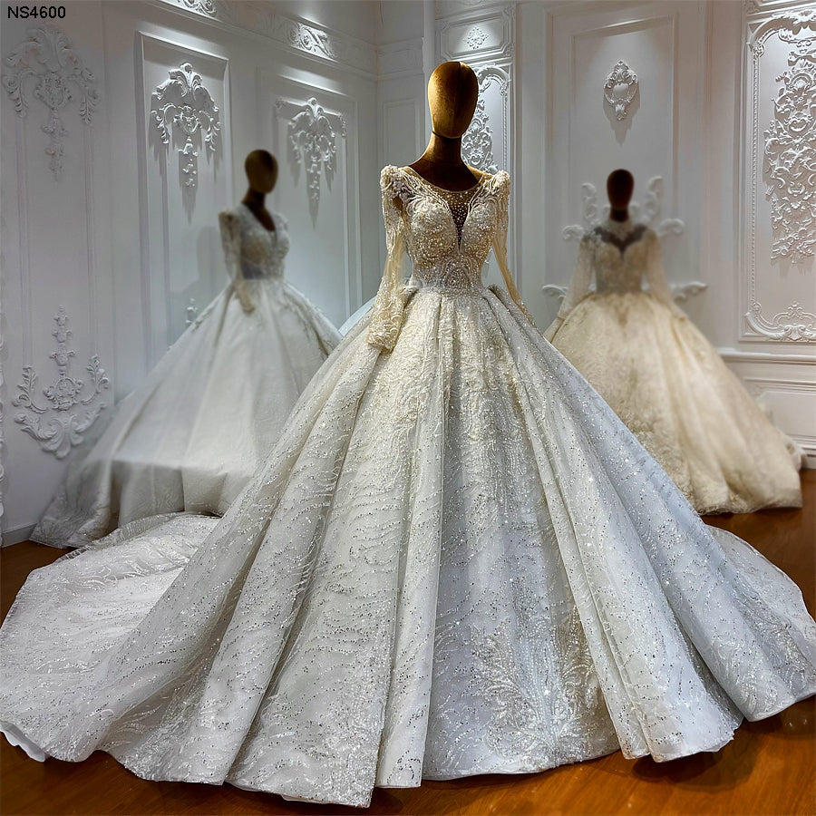 High Quality Lace long sleeves Bridal Wedding Ball Gown Dresses - Image 12