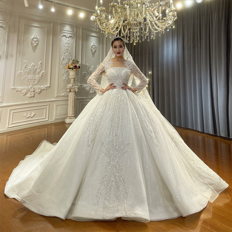 High Quality Lace long sleeves Bridal Wedding Ball Gown Dresses - Image 2