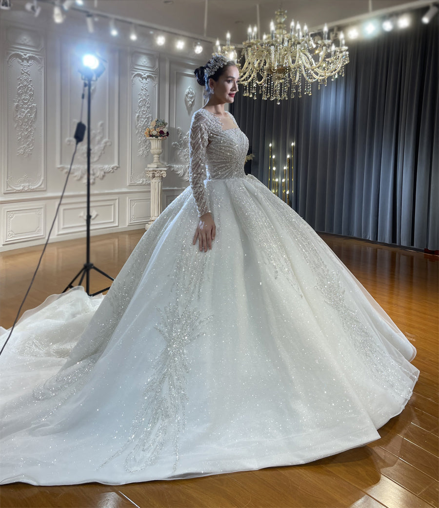 High Quality Lace long sleeves Bridal Wedding Ball Gown Dresses - Image 3