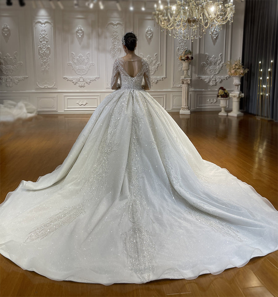 High Quality Lace long sleeves Bridal Wedding Ball Gown Dresses - Image 4