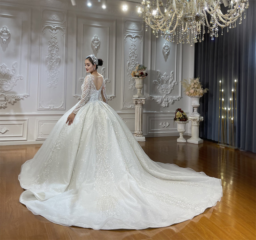 High Quality Lace long sleeves Bridal Wedding Ball Gown Dresses - Image 5