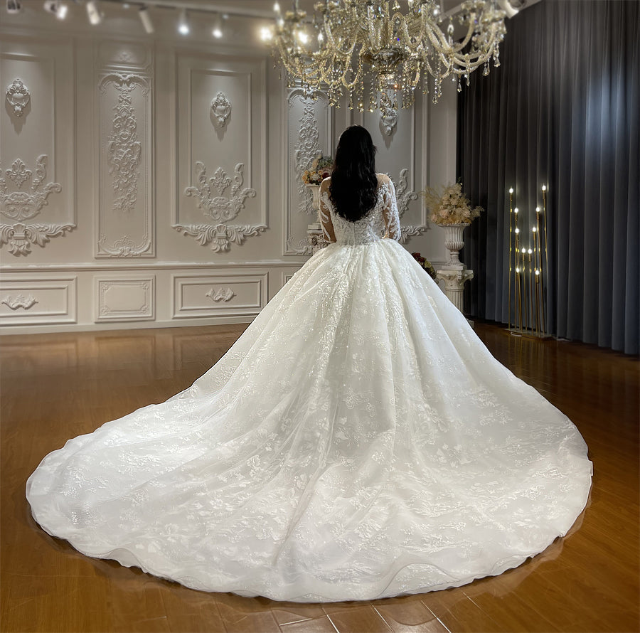 High Quality Lace long sleeves Bridal Wedding Ball Gown Dresses - Image 5