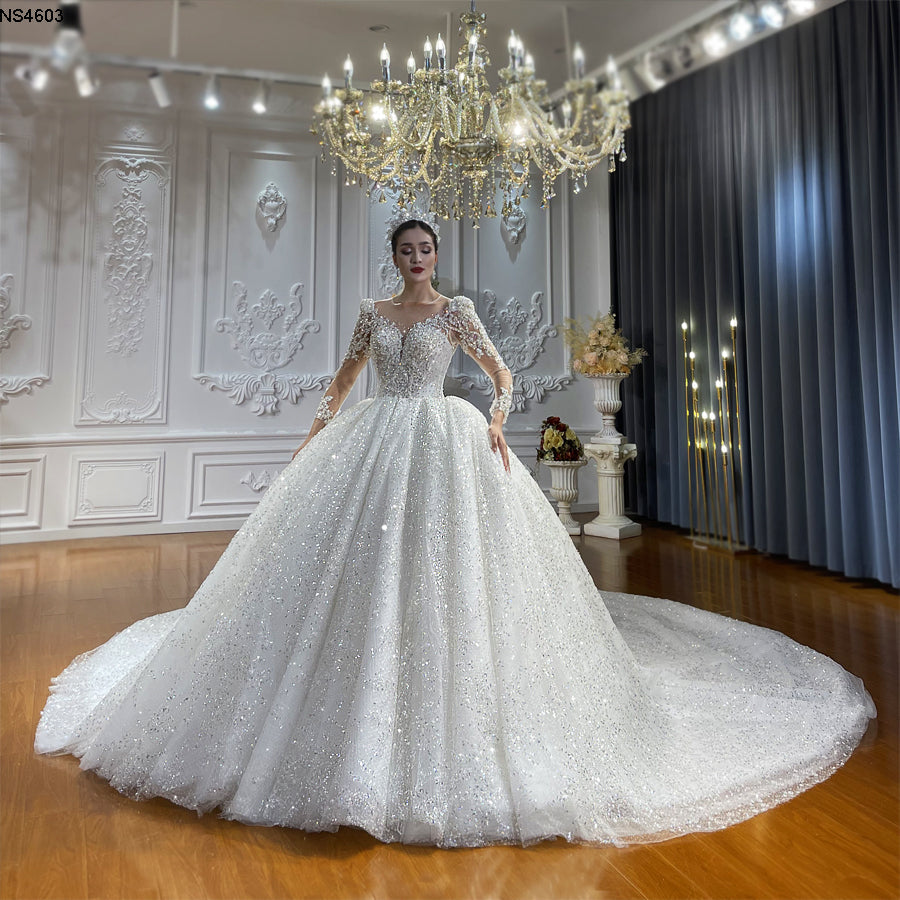 High Quality Lace long sleeves Bridal Wedding Ball Gown Dresses - Image 2